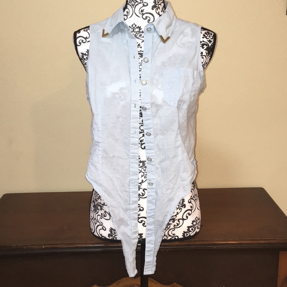 Blue Button-up Tie Shirt